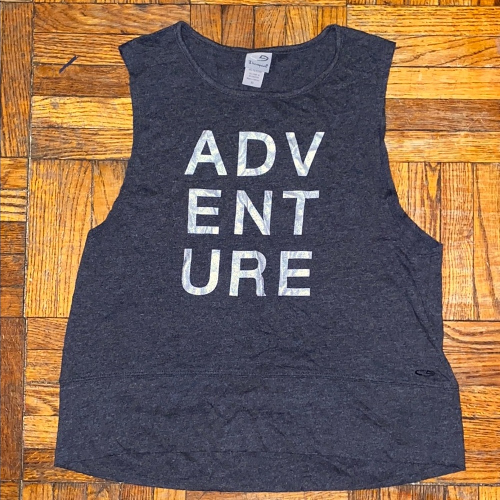 Charcoal silver ”ADVENTURE” champion muscle tank